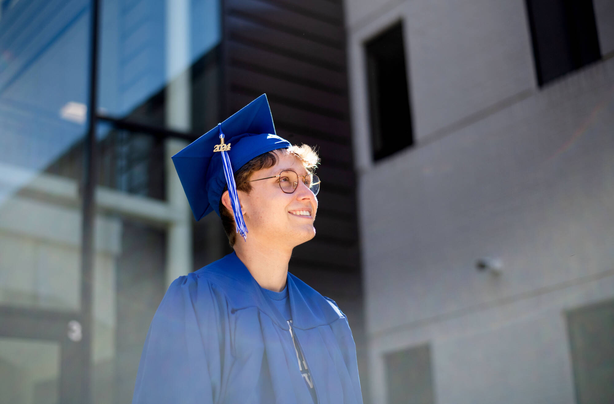 Student looking into the distance.